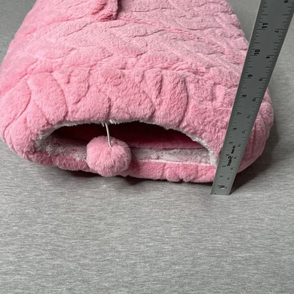Petco Fuzzy Pink Plush Hide and Hut Cat Bed